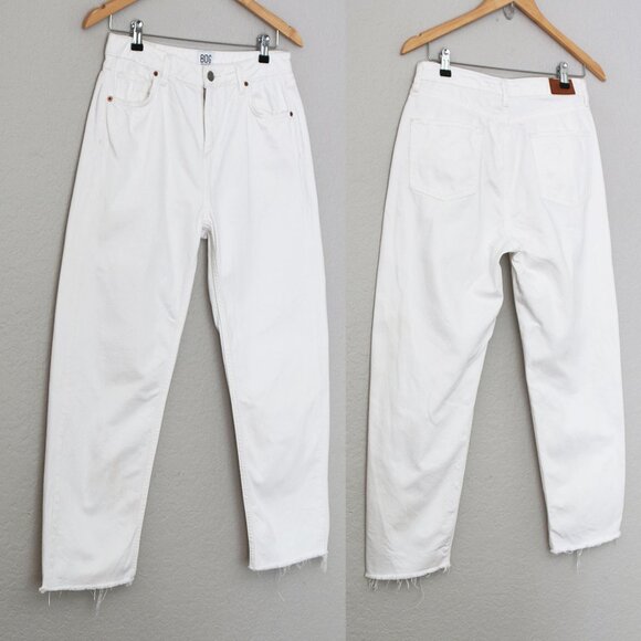 BDG Urban Outfitters White Pax High Rise Straight Leg Jean Fray Hem Size 29 x 32 - Picture 15 of 16